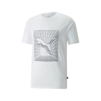 T-shirt bianca da uomo Puma Cat Graphic, Abbigliamento Sport, SKU a722000152, Immagine 0